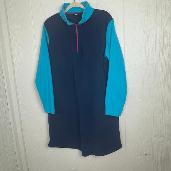 Lands' End Quarter Zip Fleece Dress Navy Blue Purple Size 1X or 16W-18W Pullover - Picture 8 of 8